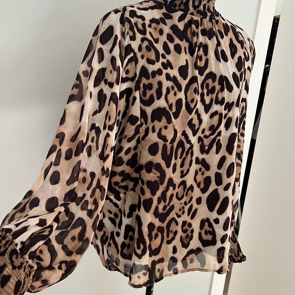 Leopard Print Chiffon Blouse